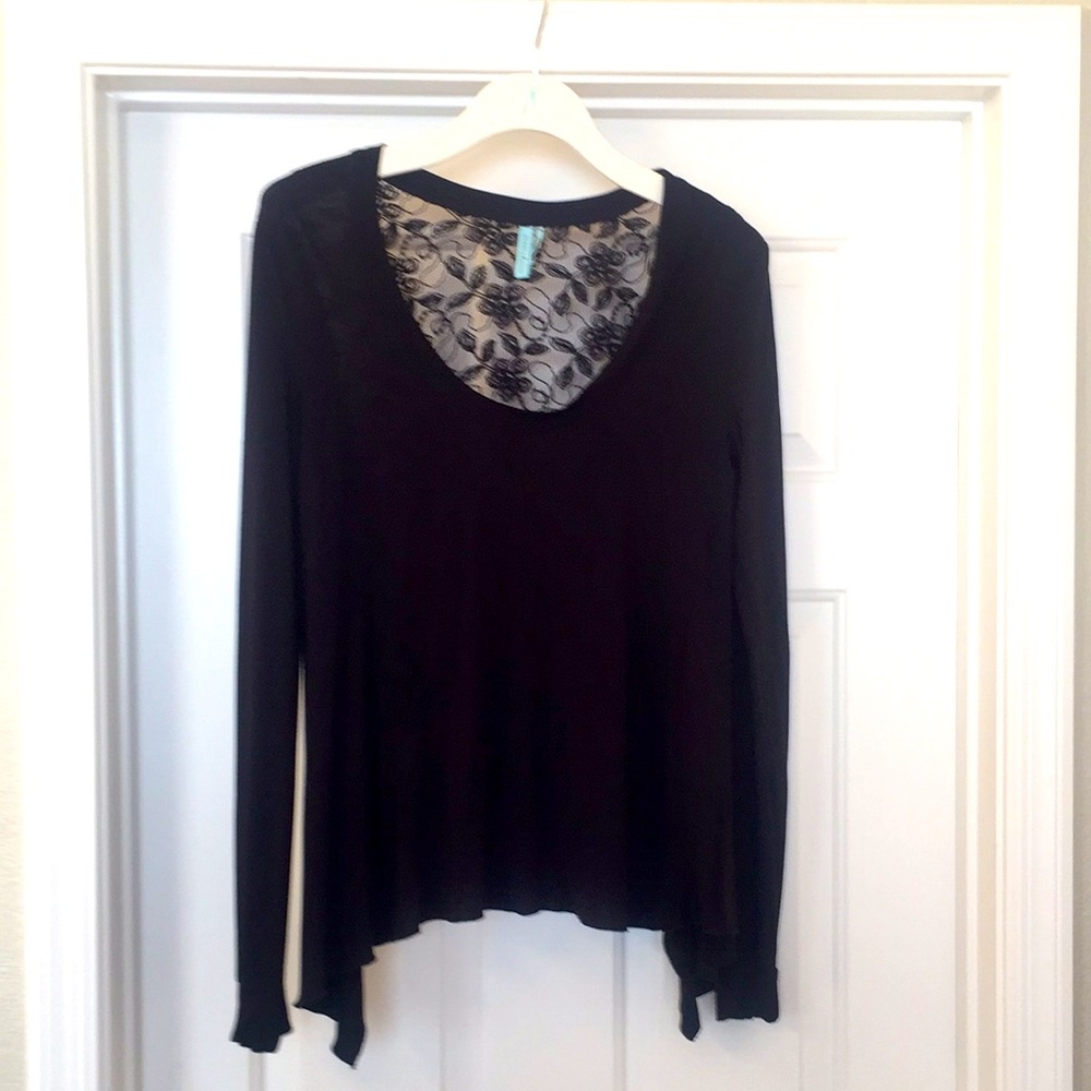 Marciano New Rich Black Long sleeve LacyBack Top M